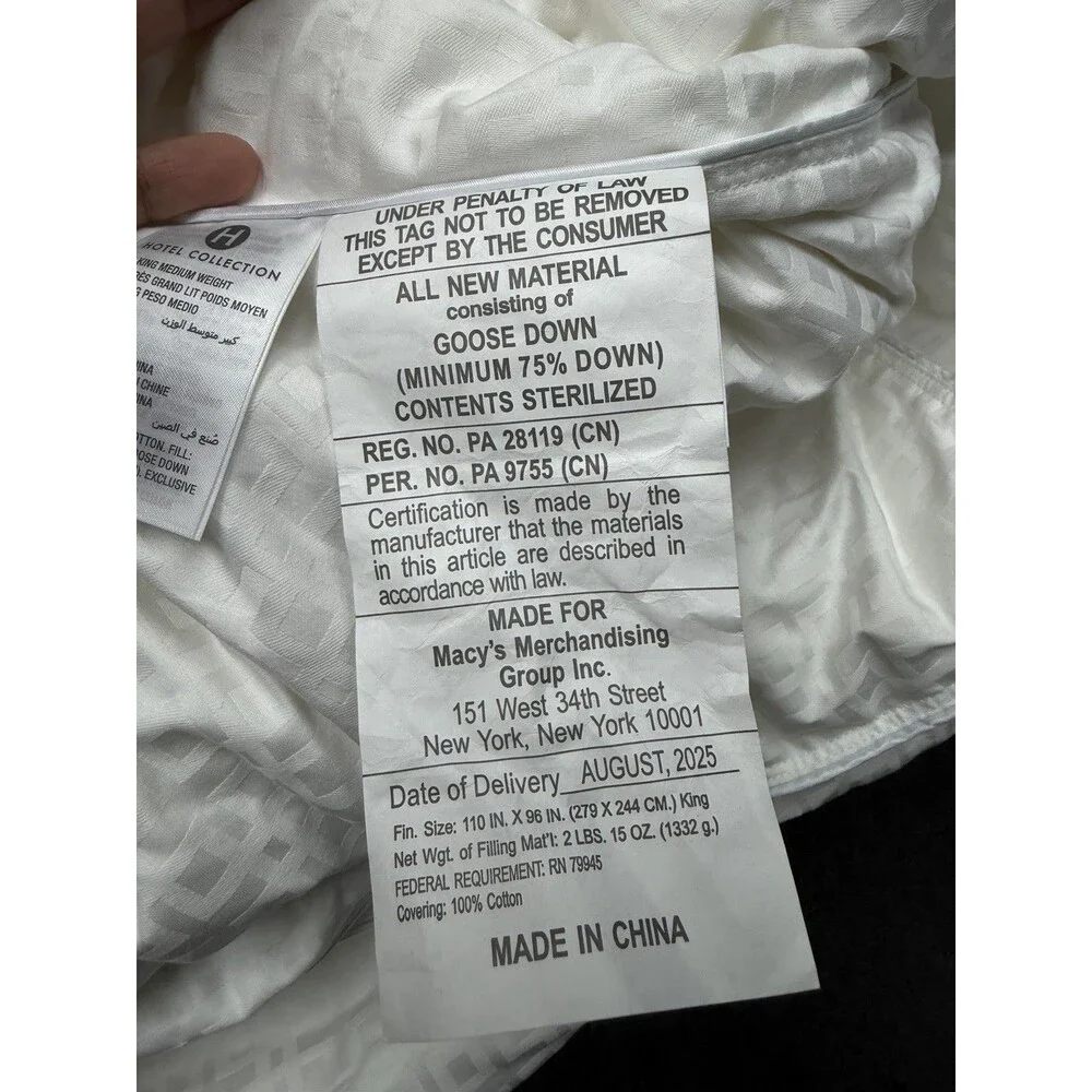 Hotel Collection White Goose Down Medium Weight King Comforter